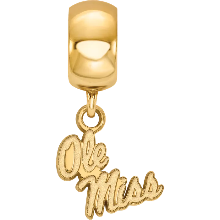 TreasureFineJewelers Sterling Silver Goldplated LogoArt University of Mississippi Ole Miss Extra Small Dangle Bead Charm Rings