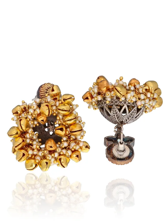 Aria Aqua Ghungroo and Pearls Jhumki Earrings Curio Cottage Earrings Aria Aqua Ghungroo and Pearls Jhumki Earrings Curio Cottage Earrings