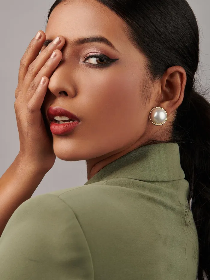 Curio Cottage Earrings The Pearl Story Cresent Pearl Stud Earrings