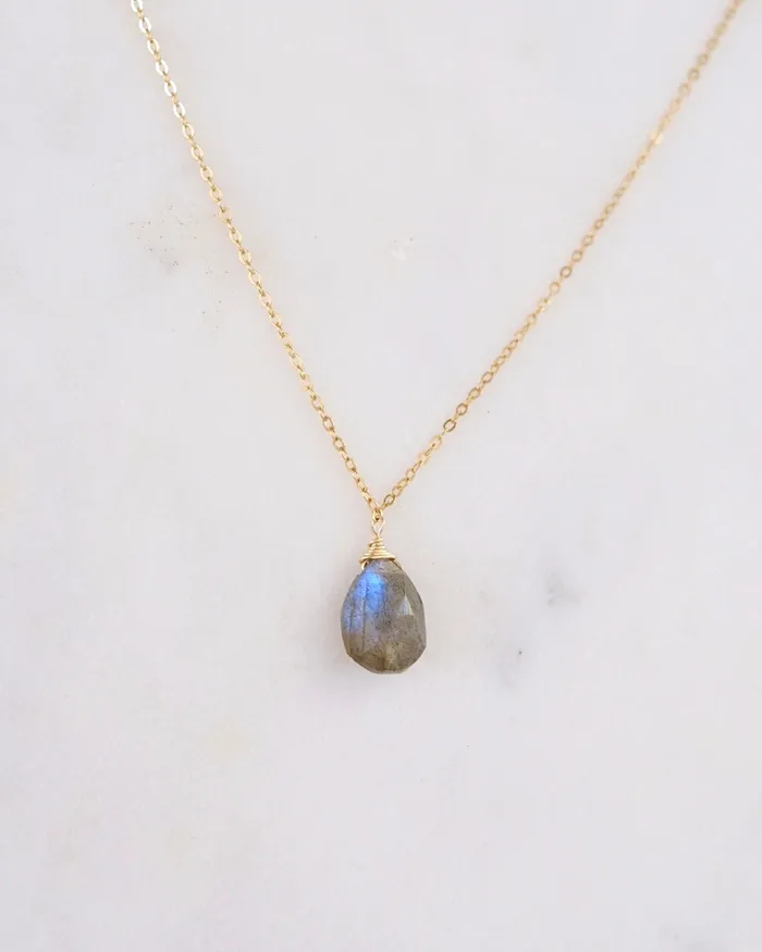 ERIJEWELRY Necklaces Labradorite Simple Drop Necklace