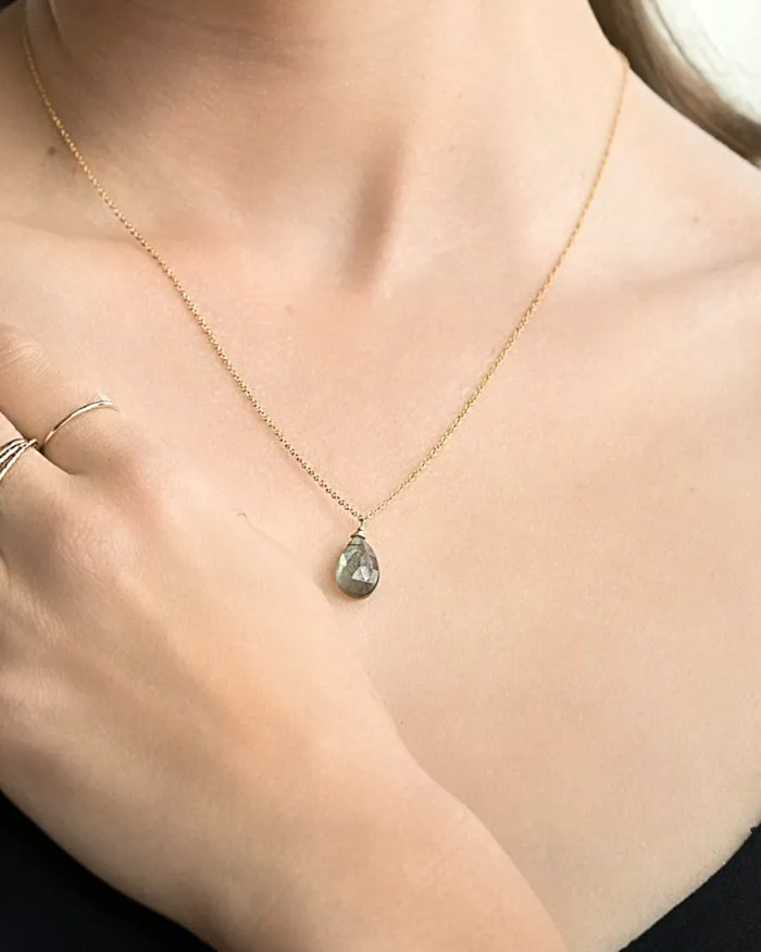ERIJEWELRY Necklaces Labradorite Simple Drop Necklace