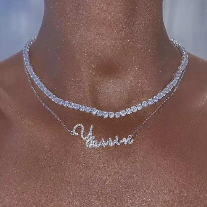 KHLOE JEWELS Custom Jewelry Necklaces CZ Customized Name Necklace