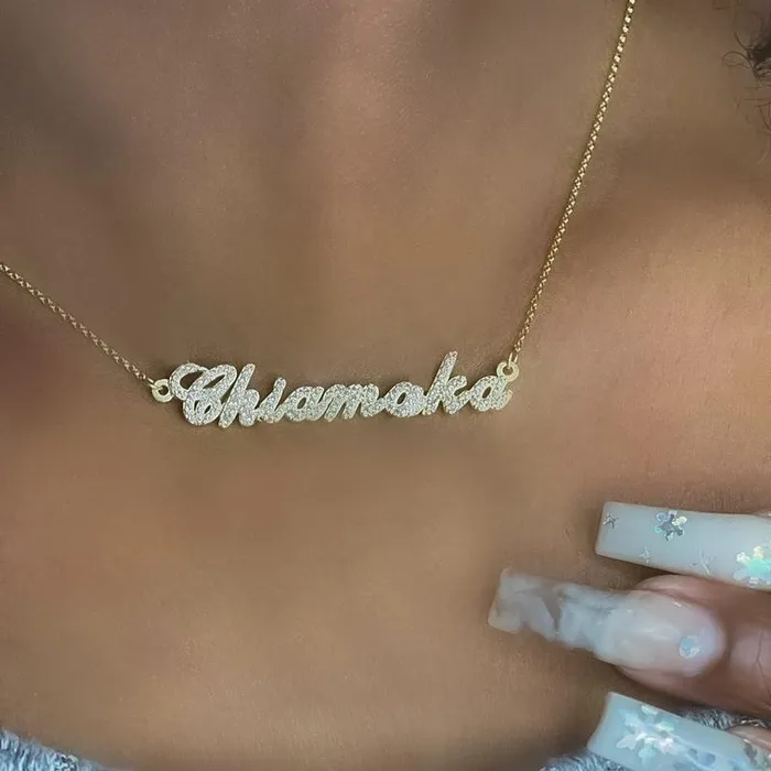 KHLOE JEWELS Custom Jewelry Necklaces CZ Customized Name Necklace