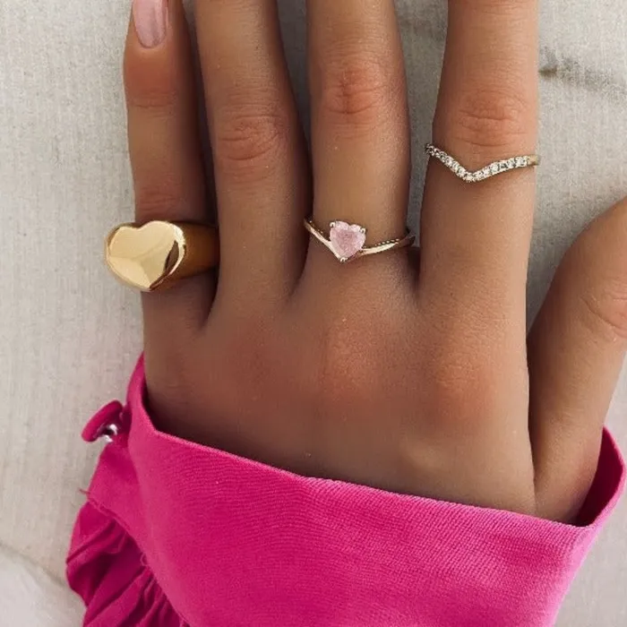 KHLOE JEWELS Rings Pink Heart CZ Ring KHLOE JEWELS Rings Pink Heart CZ Ring