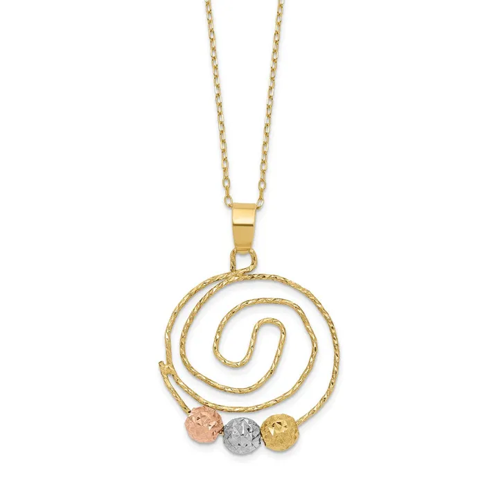 14k Tricolor DC Beads on Spiral Pendant NecklaceWBCSF244118 WB Choice Jewelry Necklaces 14k Tricolor DC Beads on Spiral Pendant NecklaceWBCSF244118 WB Choice Jewelry Necklaces