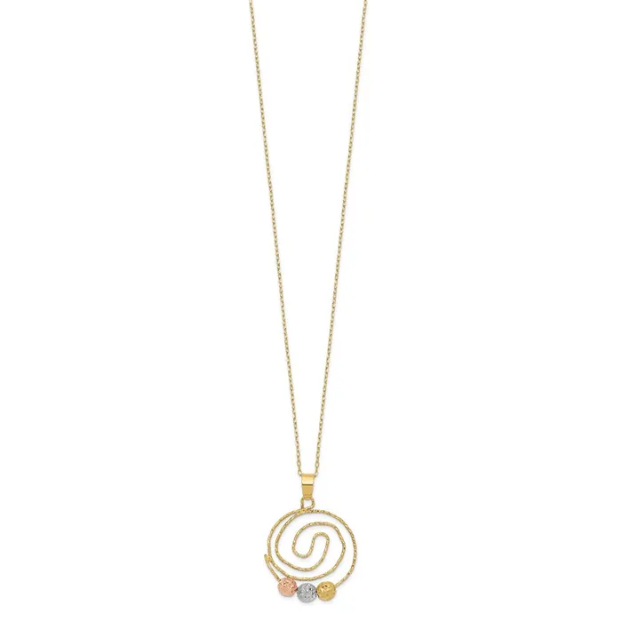 14k Tricolor DC Beads on Spiral Pendant NecklaceWBCSF244118 WB Choice Jewelry Necklaces 14k Tricolor DC Beads on Spiral Pendant NecklaceWBCSF244118 WB Choice Jewelry Necklaces