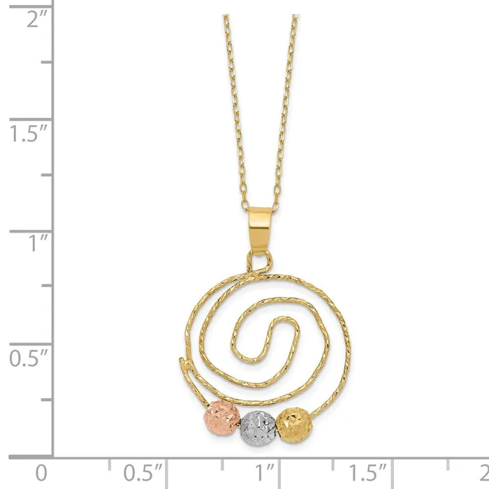 14k Tricolor DC Beads on Spiral Pendant NecklaceWBCSF244118 WB Choice Jewelry Necklaces 14k Tricolor DC Beads on Spiral Pendant NecklaceWBCSF244118 WB Choice Jewelry Necklaces