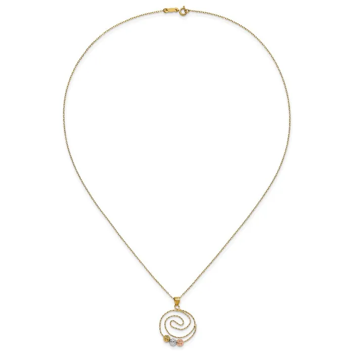14k Tricolor DC Beads on Spiral Pendant NecklaceWBCSF244118 WB Choice Jewelry Necklaces 14k Tricolor DC Beads on Spiral Pendant NecklaceWBCSF244118 WB Choice Jewelry Necklaces