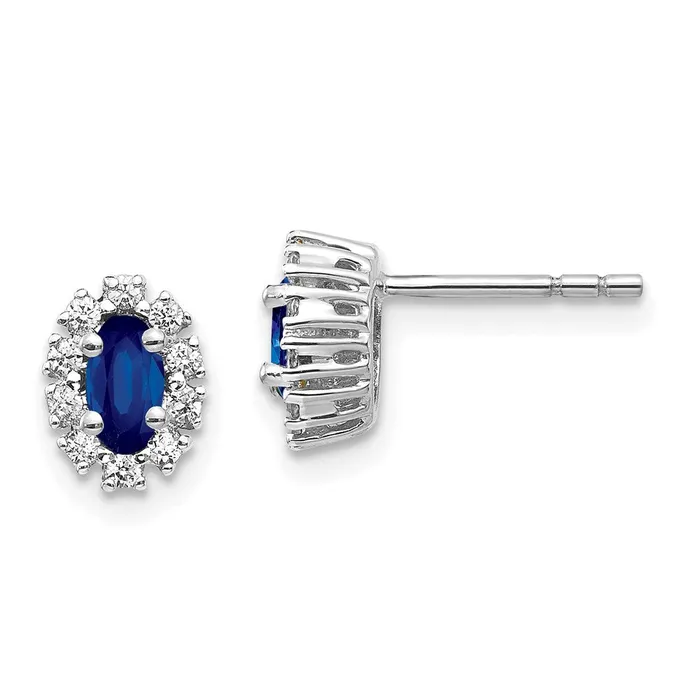 14k White Gold Diamond and Sapphire Oval Halo EarringsWBCEM5591SA020WA WB Choice Jewelry Earrings 14k White Gold Diamond and Sapphire Oval Halo EarringsWBCEM5591SA020WA WB Choice Jewelry Earrings