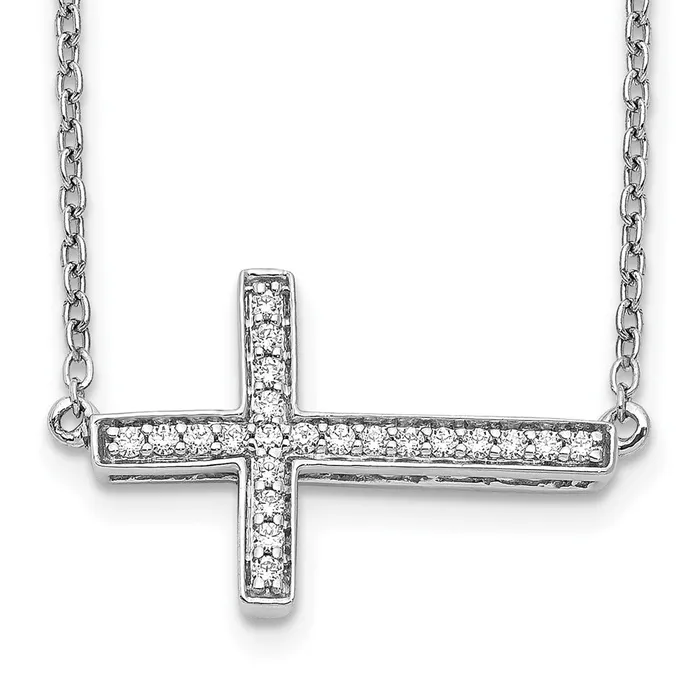 14k White Gold Diamond Sideways Cross 18in NecklaceWBCPM4695016WA WB Choice Jewelry Necklaces 14k White Gold Diamond Sideways Cross 18in NecklaceWBCPM4695016WA WB Choice Jewelry Necklaces