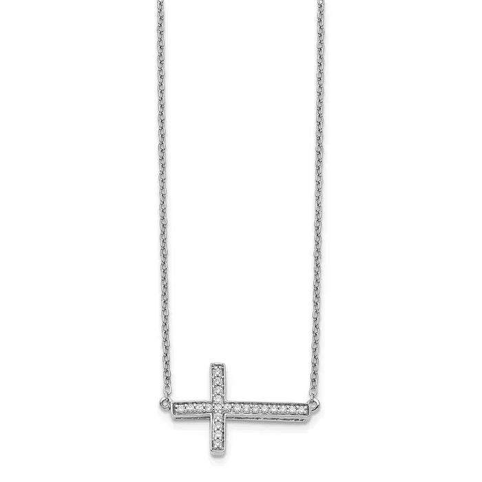 14k White Gold Diamond Sideways Cross 18in NecklaceWBCPM4695016WA WB Choice Jewelry Necklaces 14k White Gold Diamond Sideways Cross 18in NecklaceWBCPM4695016WA WB Choice Jewelry Necklaces