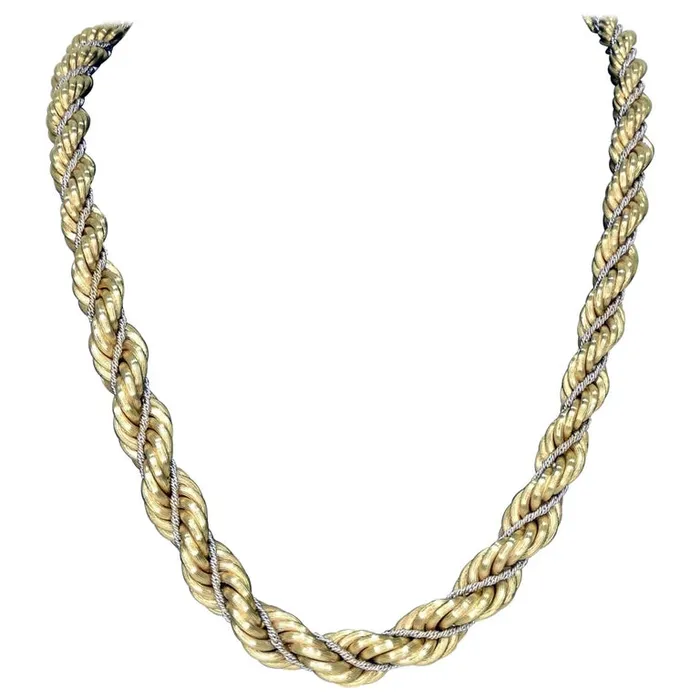 18k Gold Double Rope Necklace Vintage by Misty Necklaces