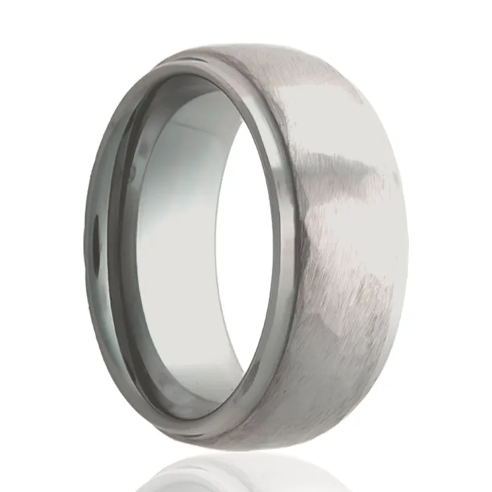 8mm Tungsten Carbide dome step edge Hammer finish ring HEAVY STONE RINGS Rings 8mm Tungsten Carbide dome step edge Hammer finish ring HEAVY STONE RINGS Rings