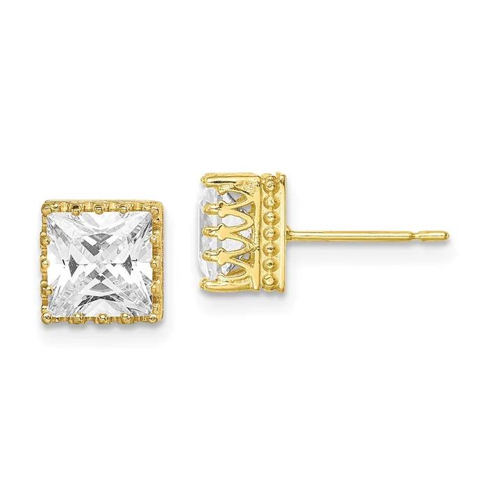 Earrings 10k Tiara Collection 7mm Polished Square CZ EarringsWBC10YC405 WB Choice Jewelry Earrings 10k Tiara Collection 7mm Polished Square CZ EarringsWBC10YC405 WB Choice Jewelry
