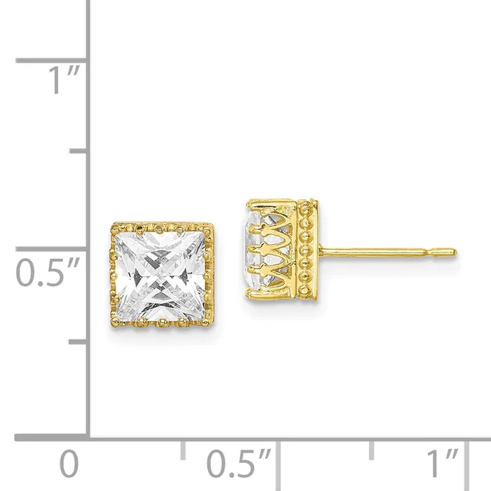 Earrings 10k Tiara Collection 7mm Polished Square CZ EarringsWBC10YC405 WB Choice Jewelry Earrings 10k Tiara Collection 7mm Polished Square CZ EarringsWBC10YC405 WB Choice Jewelry