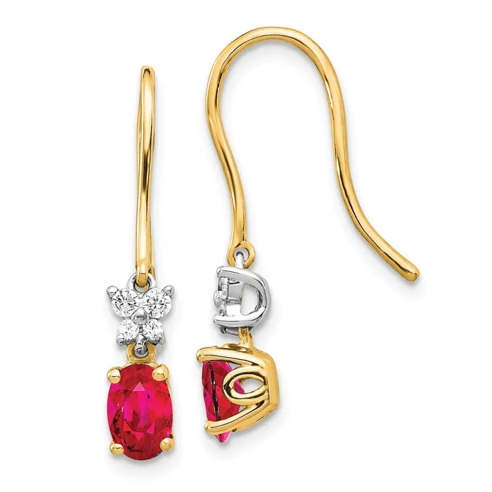 Earrings WB Choice Jewelry 14k Two Tone Diamond and Oval Ruby EarringsWBCEM5600RU013YWA Earrings WB Choice Jewelry 14k Two Tone Diamond and Oval Ruby EarringsWBCEM5600RU013YWA