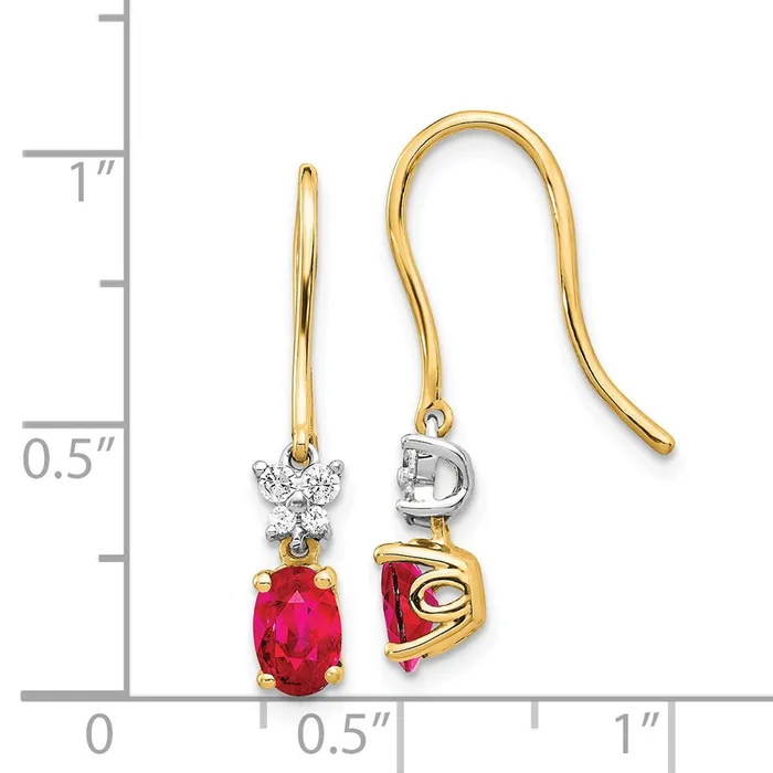 Earrings WB Choice Jewelry 14k Two Tone Diamond and Oval Ruby EarringsWBCEM5600RU013YWA Earrings WB Choice Jewelry 14k Two Tone Diamond and Oval Ruby EarringsWBCEM5600RU013YWA