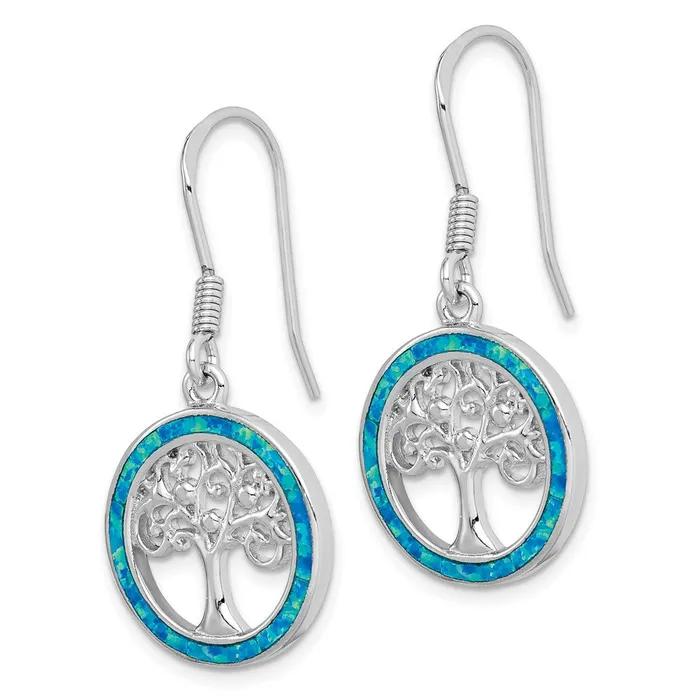 Earrings WB Choice Jewelry Sterling Silver Rhodiumplated Creat Blue Opal w Tree Dangle EarringsWBCQE14298 Earrings WB Choice Jewelry Sterling Silver Rhodiumplated Creat Blue Opal w Tree Dangle EarringsWBCQE14298