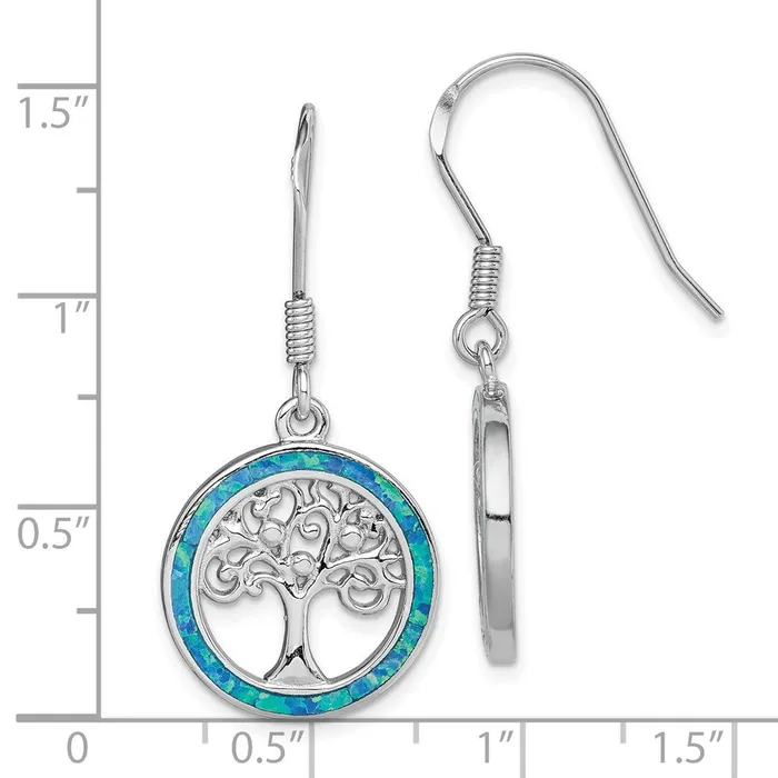 Earrings WB Choice Jewelry Sterling Silver Rhodiumplated Creat Blue Opal w Tree Dangle EarringsWBCQE14298 Earrings WB Choice Jewelry Sterling Silver Rhodiumplated Creat Blue Opal w Tree Dangle EarringsWBCQE14298