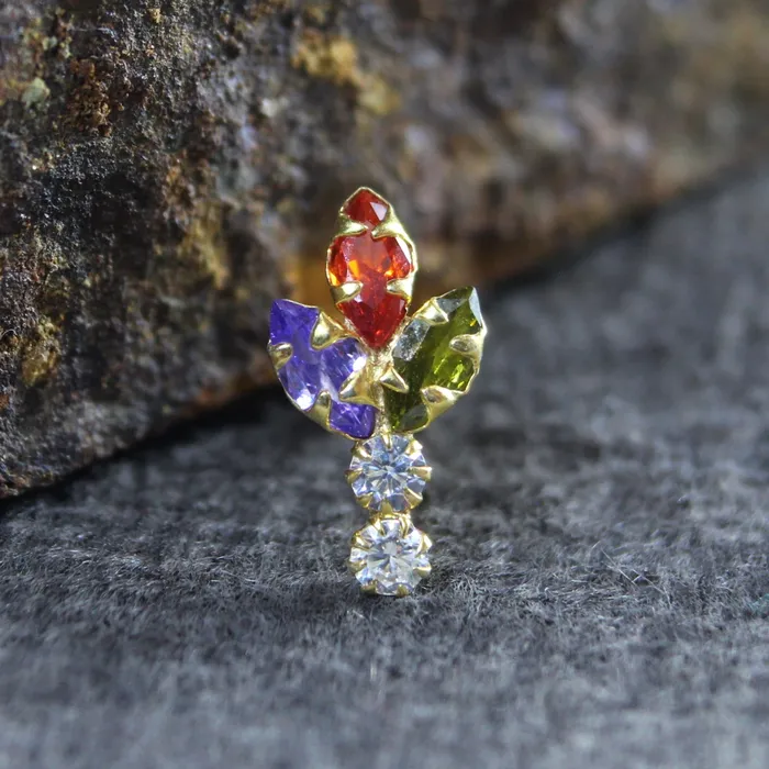 Karizma Jewels Earrings Vertical Real Sterling Silver Multi CZ Women Nose Stud Push Pin Karizma Jewels Earrings Vertical Real Sterling Silver Multi CZ Women Nose Stud Push Pin