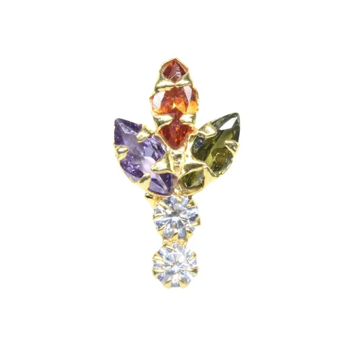 Karizma Jewels Earrings Vertical Real Sterling Silver Multi CZ Women Nose Stud Push Pin
