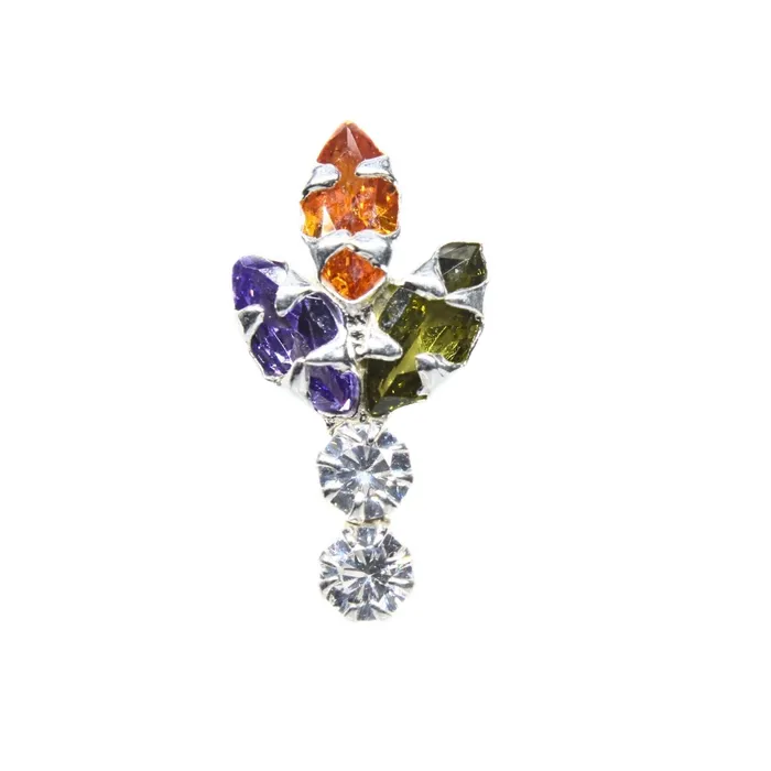 Karizma Jewels Earrings Vertical Real Sterling Silver Multi CZ Women Nose Stud Push Pin