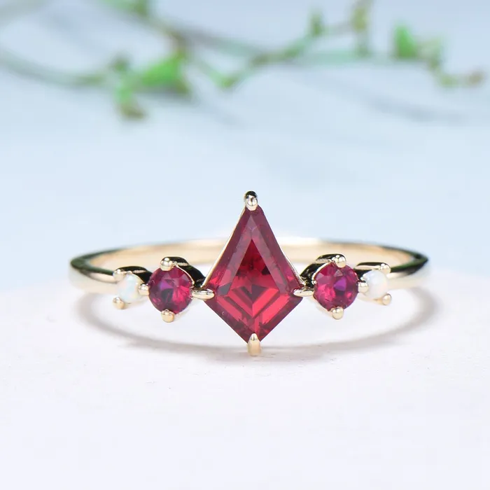 PENFINE Vintage Kite Ruby Engagement Ring Set 1ct Ruby Bridal Wedding ring Set Art Deco Anniversary Gift Unique July Birthstone Bride Ring For Women Rings PENFINE Vintage Kite Ruby Engagement Ring Set 1ct Ruby Bridal Wedding ring Set Art Deco Anniversary Gift Unique July Birthstone Bride Ring For Women Rings