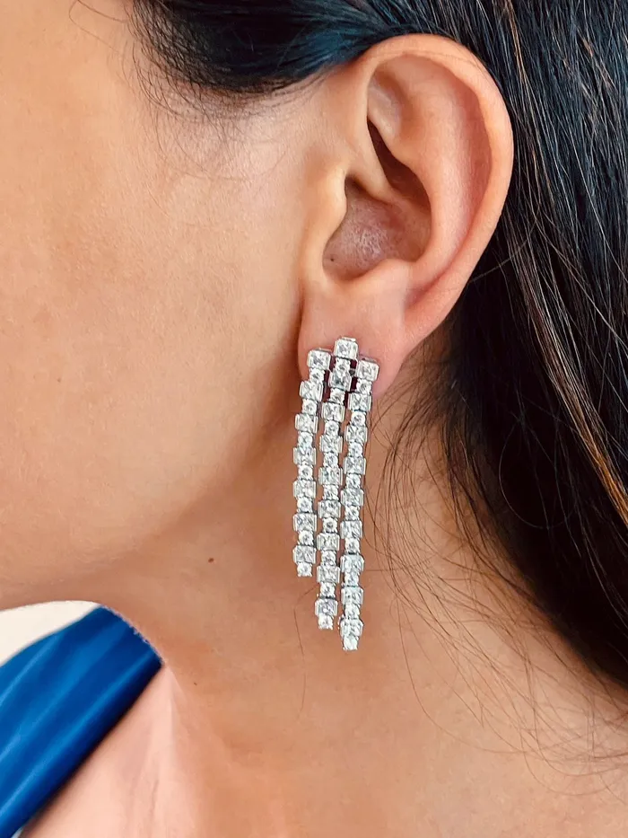 PRERTO ECOMMERCE PRIVATE LIMITED Earrings 7 Layer Diamond Setting Set Necklace Earrings