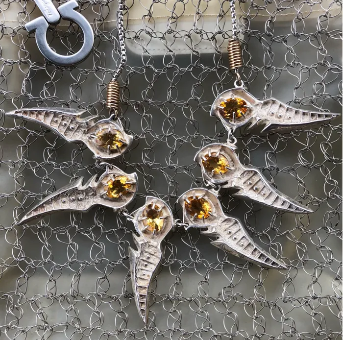 Ray Wiley Silver Citrine Pendant Necklace Vintage by Misty Necklaces