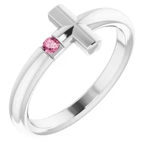 Rings Platinum Pink Tourmaline Sideways Cross Ring R43090646PSTWBC WB Choice Jewelry Rings Platinum Pink Tourmaline Sideways Cross Ring R43090646PSTWBC WB Choice Jewelry