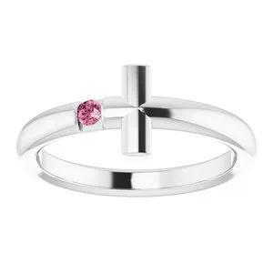 Rings Platinum Pink Tourmaline Sideways Cross Ring R43090646PSTWBC WB Choice Jewelry Rings Platinum Pink Tourmaline Sideways Cross Ring R43090646PSTWBC WB Choice Jewelry