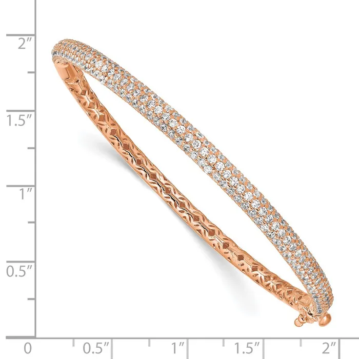 Rings Sterling Silver Pav Rosetone 175 Stone CZ Hinged BangleWBCQB664P WB Choice Jewelry Rings Sterling Silver Pav Rosetone 175 Stone CZ Hinged BangleWBCQB664P WB Choice Jewelry