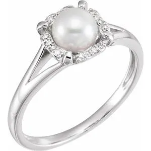 Rings WB Choice Jewelry 14K White Freshwater Cultured Pearl 05 CTW Diamond Ring65195260006PSTWBC Rings WB Choice Jewelry 14K White Freshwater Cultured Pearl 05 CTW Diamond Ring65195260006PSTWBC