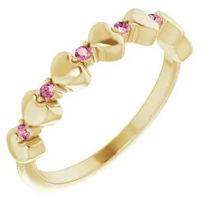Rings WB Choice Jewelry 14K Yellow Pink Tourmaline Stackable Heart Ring 71999646PSTWBC Rings WB Choice Jewelry 14K Yellow Pink Tourmaline Stackable Heart Ring 71999646PSTWBC
