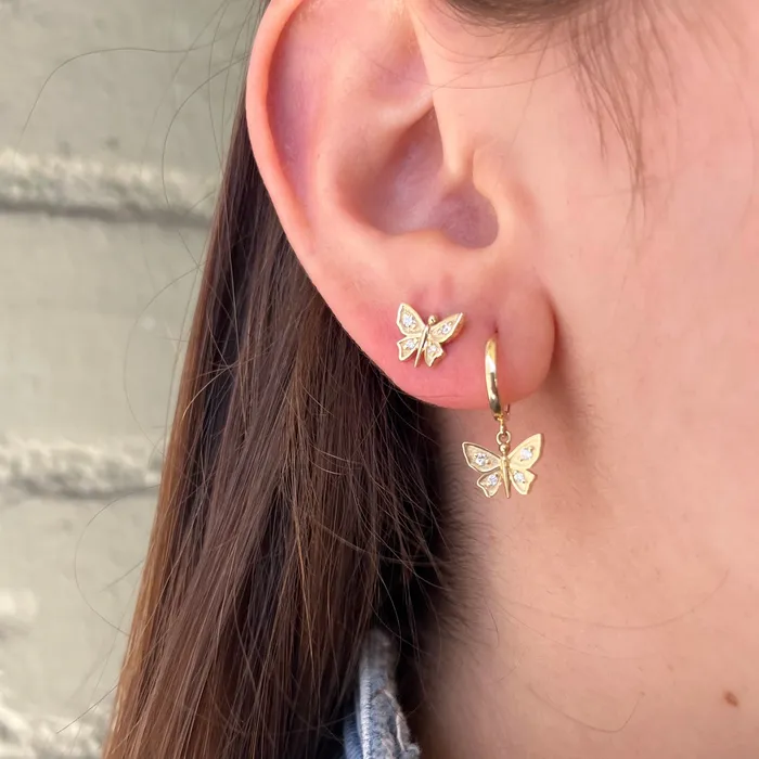 Shylee Rose Jewelry Earrings Mini Diamond Butterfly Stud Earrings