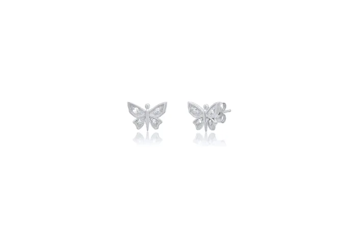 Shylee Rose Jewelry Earrings Mini Diamond Butterfly Stud Earrings