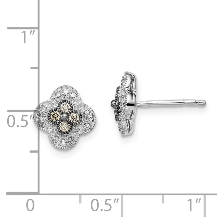 Sterling Silver Rhodiumplated Champagne Diamond Small Flower Post EarringsWBCQE10700 WB Choice Jewelry Earrings Sterling Silver Rhodiumplated Champagne Diamond Small Flower Post EarringsWBCQE10700 WB Choice Jewelry Earrings