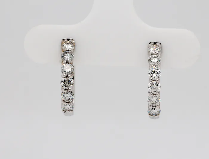 SUNRISE JEWELRY MFG CORP Earrings 14KW 75 Cttw Diamond Small Hoop Earrings SUNRISE JEWELRY MFG CORP Earrings 14KW 75 Cttw Diamond Small Hoop Earrings