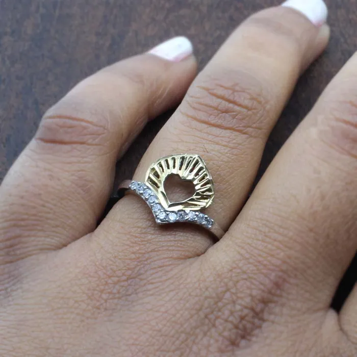 Two tone 925 Sterling Silver white CZ women finger ring Karizma Jewels Rings