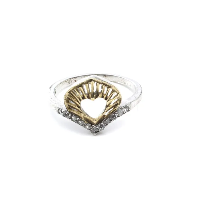 Two tone 925 Sterling Silver white CZ women finger ring Karizma Jewels Rings