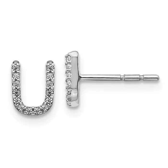 WB Choice Jewelry 14k White Gold Diamond Initial U EarringsWBCEM4169U008WA Earrings WB Choice Jewelry 14k White Gold Diamond Initial U EarringsWBCEM4169U008WA Earrings