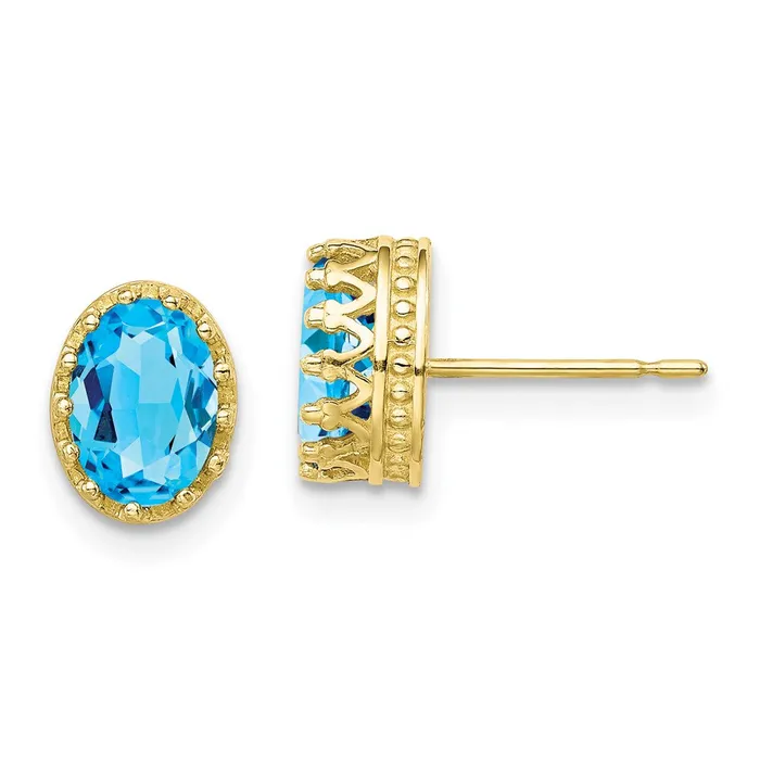 WB Choice Jewelry Earrings 10k Tiara Collection 85mm Polished Oval Sky Blue Topaz EarringsWBC10YC408BT WB Choice Jewelry Earrings 10k Tiara Collection 85mm Polished Oval Sky Blue Topaz EarringsWBC10YC408BT