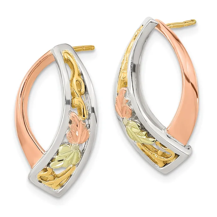 WB Choice Jewelry Earrings 10K Tricolor w12K Accents Black Hills Gold Post Dangle EarringsWBC10BH724 WB Choice Jewelry Earrings 10K Tricolor w12K Accents Black Hills Gold Post Dangle EarringsWBC10BH724