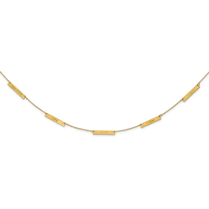 WB Choice Jewelry Necklaces Sterling SilverGoldplated Brushed 5 Station with Diamond NecklaceWBCXNA11775GP WB Choice Jewelry Necklaces Sterling SilverGoldplated Brushed 5 Station with Diamond NecklaceWBCXNA11775GP