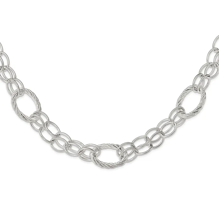WB Choice Jewelry Necklaces Sterling Silver Polished And DiamondCut Link NecklaceWBCQG374619 WB Choice Jewelry Necklaces Sterling Silver Polished And DiamondCut Link NecklaceWBCQG374619