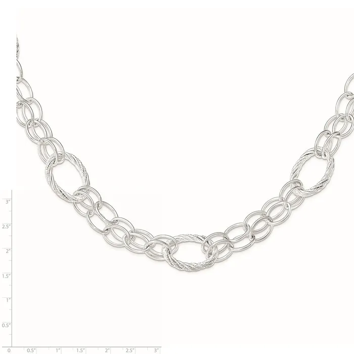 WB Choice Jewelry Necklaces Sterling Silver Polished And DiamondCut Link NecklaceWBCQG374619 WB Choice Jewelry Necklaces Sterling Silver Polished And DiamondCut Link NecklaceWBCQG374619