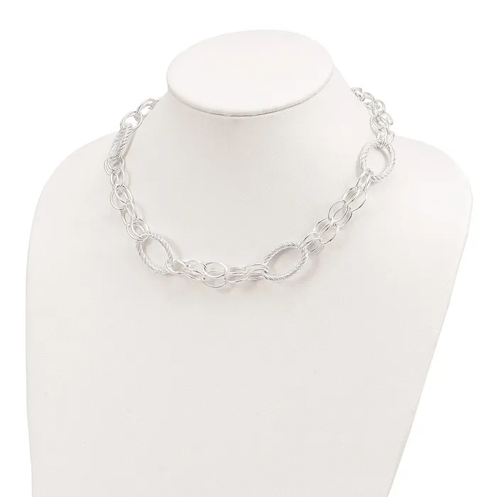 WB Choice Jewelry Necklaces Sterling Silver Polished And DiamondCut Link NecklaceWBCQG374619 WB Choice Jewelry Necklaces Sterling Silver Polished And DiamondCut Link NecklaceWBCQG374619