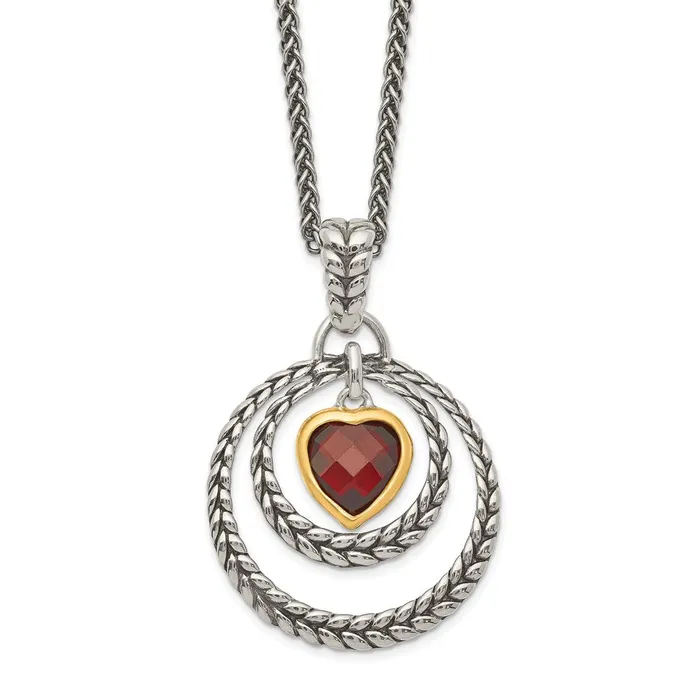 WB Choice Jewelry Sterling Silver wGoldtone Flash Goldplated Garnet Heart NecklaceWBCQTC27 Necklaces WB Choice Jewelry Sterling Silver wGoldtone Flash Goldplated Garnet Heart NecklaceWBCQTC27 Necklaces