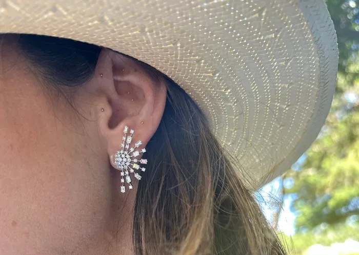 Albert Hern Earrings 18kt Gold Baguettes and Round Diamonds Stardusts Earrings Albert Hern Earrings 18kt Gold Baguettes and Round Diamonds Stardusts Earrings