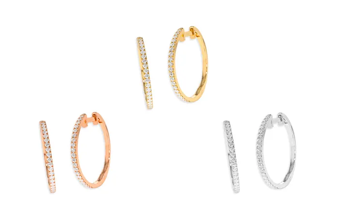 Albert Hern Earrings 18kt Gold Medium Huggies Diamonds Earrings